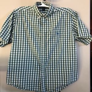 US Polo Assn Green Plaid Casual SS Button Down